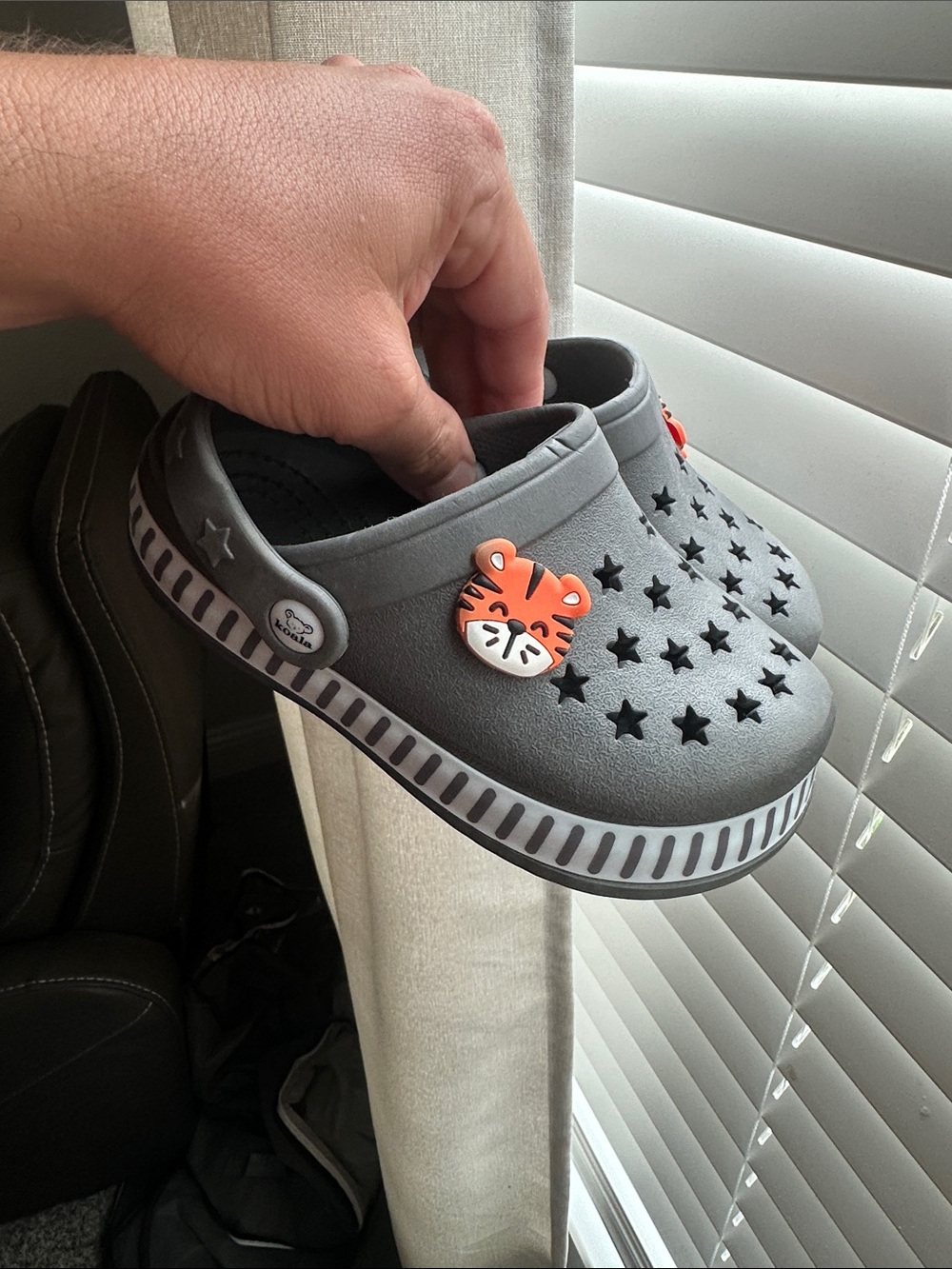 Koala Kids Gray Slip-On Clog with Tiger Charm
